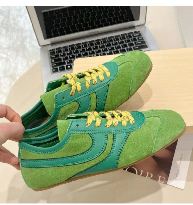 Women's Sneakers 2024 New Genuine Leather Ladies Moral Training Shoes Casual Spring Flat Shoes Women