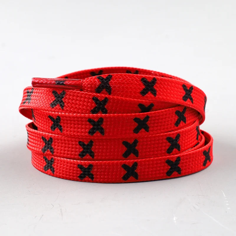 1Pair Fashion Flat Shoelaces for Sneakers Black Red X Stripes Shoe Laces for AF1 120/140/160CM Shoes Accessories Tennis Shoelace
