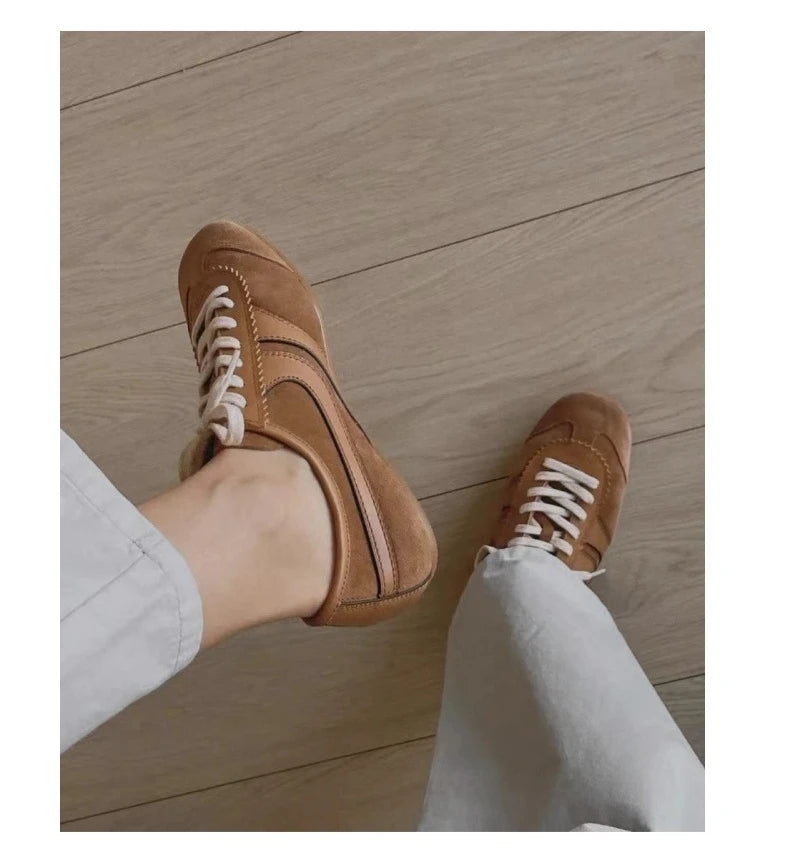 Women's Sneakers 2024 New Genuine Leather Ladies Moral Training Shoes Casual Spring Flat Shoes Women