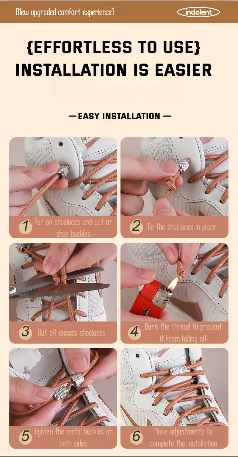 New Elastic Laces Sneakers Tennis Round Shoe laces Without ties Kids Adult No Tie Shoelace Rubber Bands Shoe Accessories