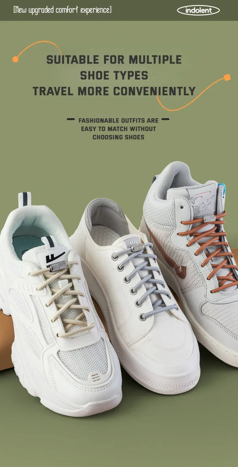 New Elastic Laces Sneakers Tennis Round Shoe laces Without ties Kids Adult No Tie Shoelace Rubber Bands Shoe Accessories