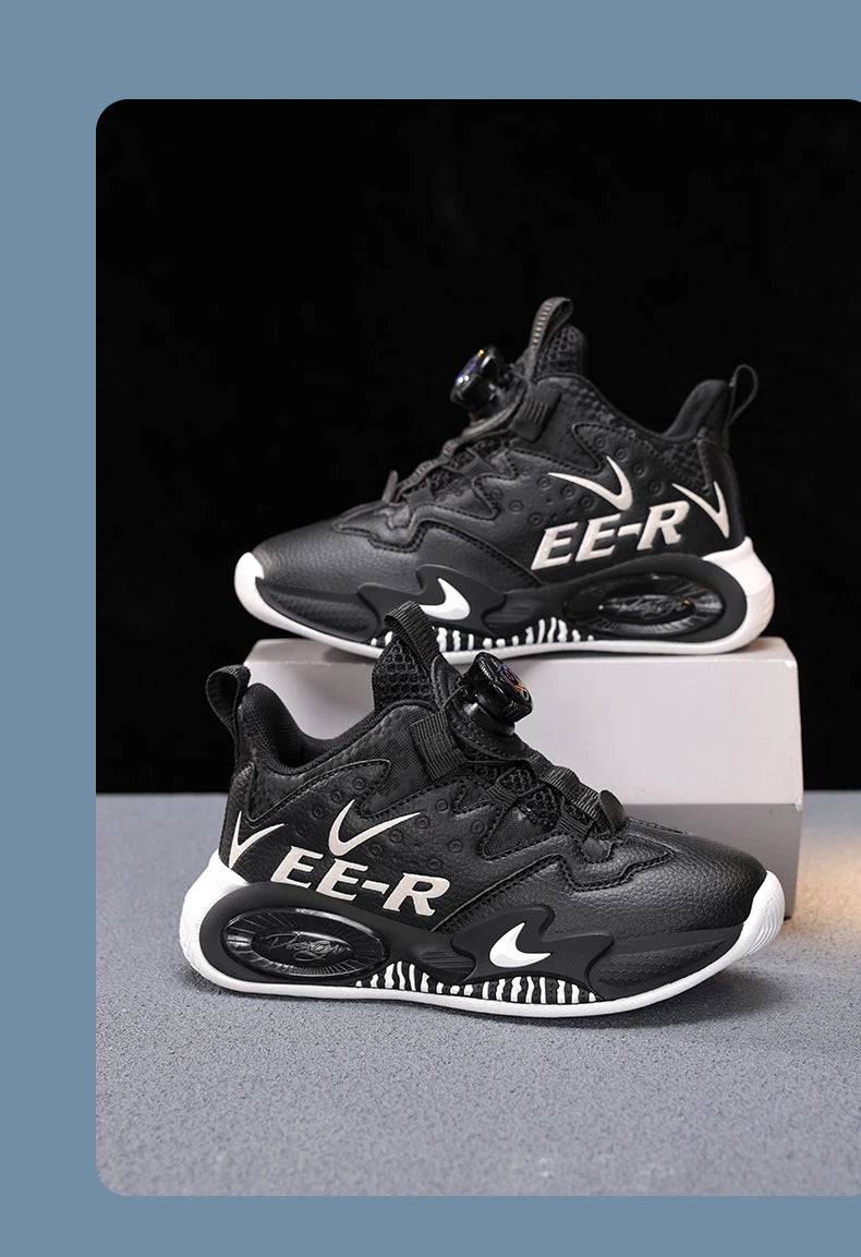 Kids Sneakers Casual Basketball Shoes for Children High-top Ankle-protected Sports Shoes for Boys Trainers PU Leather Sneaker