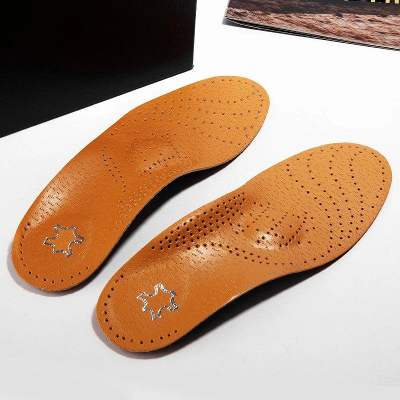 Leather Orthopedic Insole Orthotic Arch Support Instep Flat Foot Shoe Pad PU Latex Antibacterial Active Carbon Foot Care Unisex