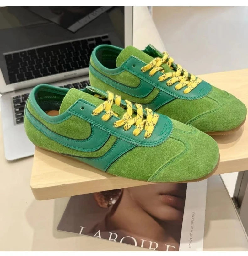 Women's Sneakers 2024 New Genuine Leather Ladies Moral Training Shoes Casual Spring Flat Shoes Women