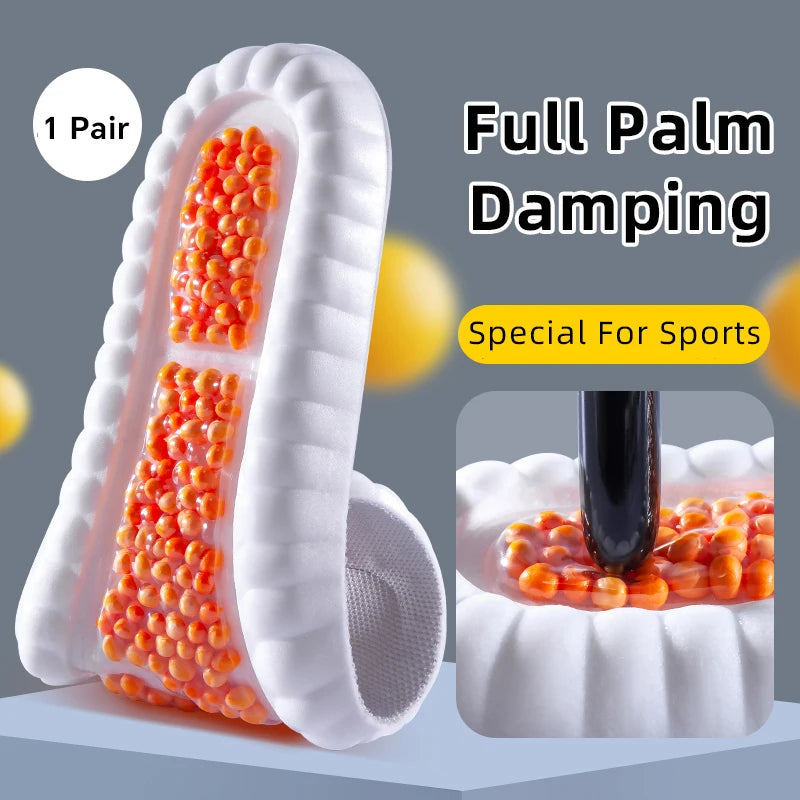 New Sport Insoles For Shoes High Elasticity Triple Shock Absorbing Sole Pad PU Memory Foam Air-cushion Super Soft Sneakers Soles