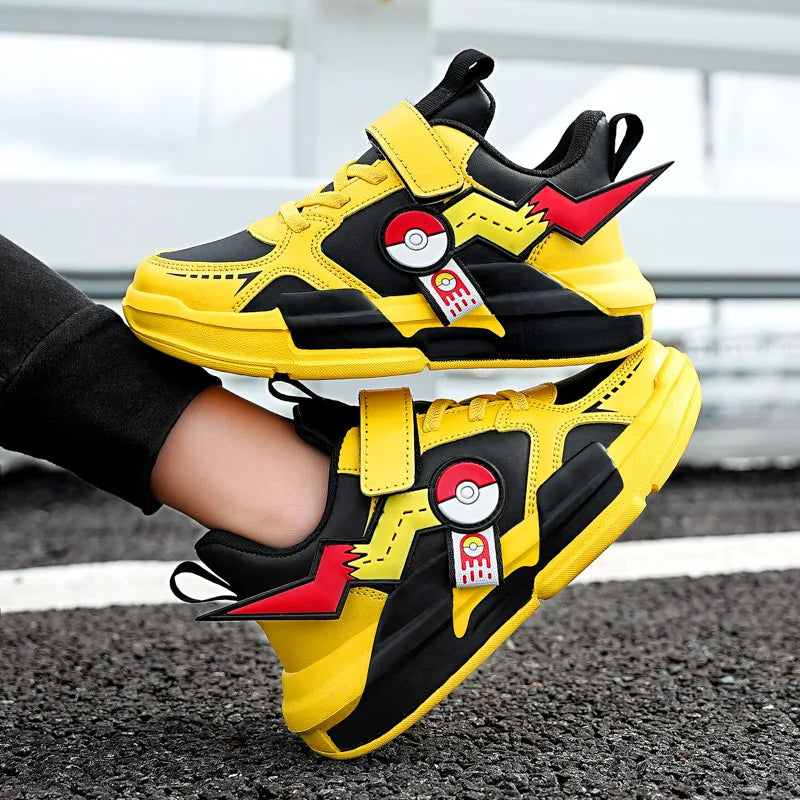 Four Season Sports Kids Cartoon Sneakers Outdoor Boys Classic Running Shoes Pu Leather Children's Walking Footwear Leisure