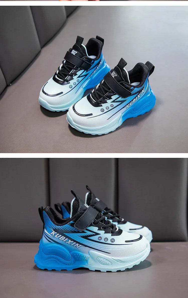 Students Sneakers Handsome Trendy Boys Girls Running Shoes Gradient Color 2024 New Fashion Children Sports Shoes Thick Soft Sole