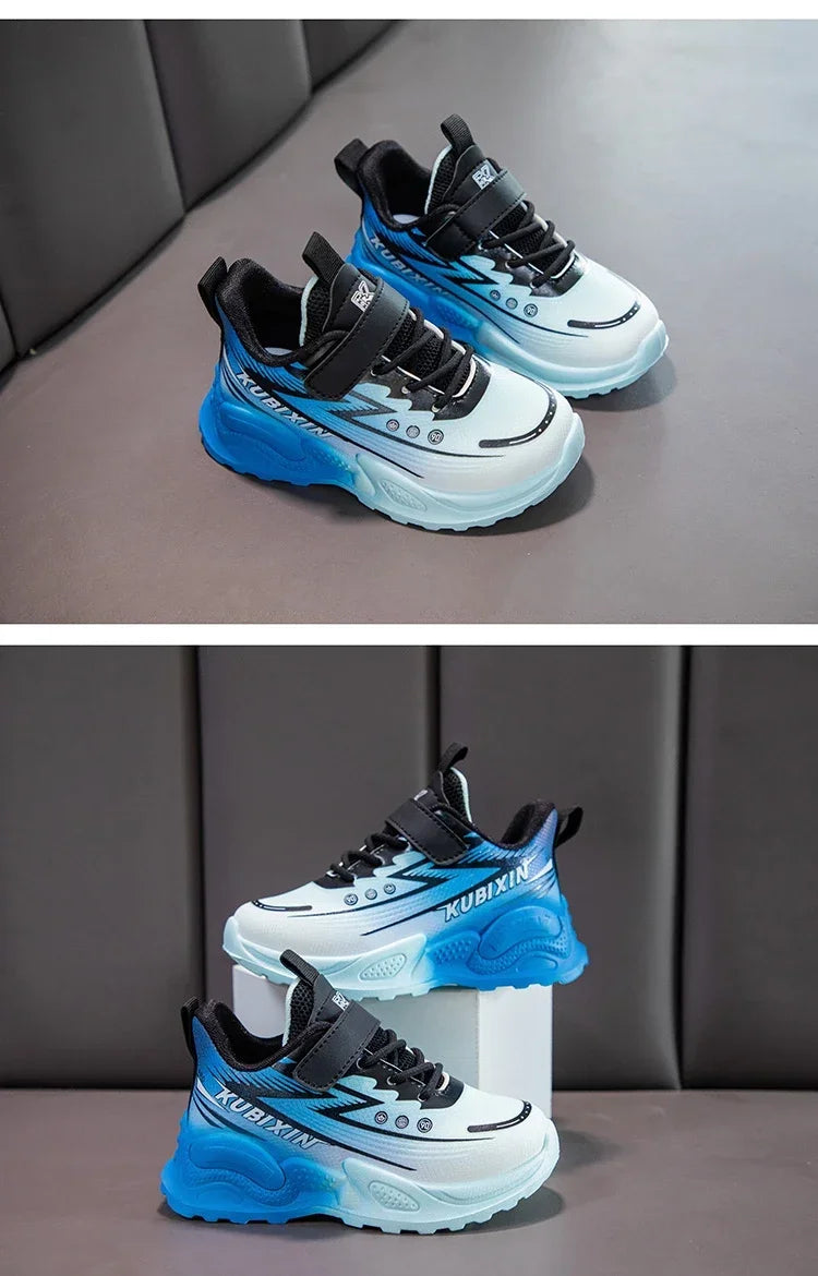 Students Sneakers Handsome Trendy Boys Girls Running Shoes Gradient Color 2024 New Fashion Children Sports Shoes Thick Soft Sole