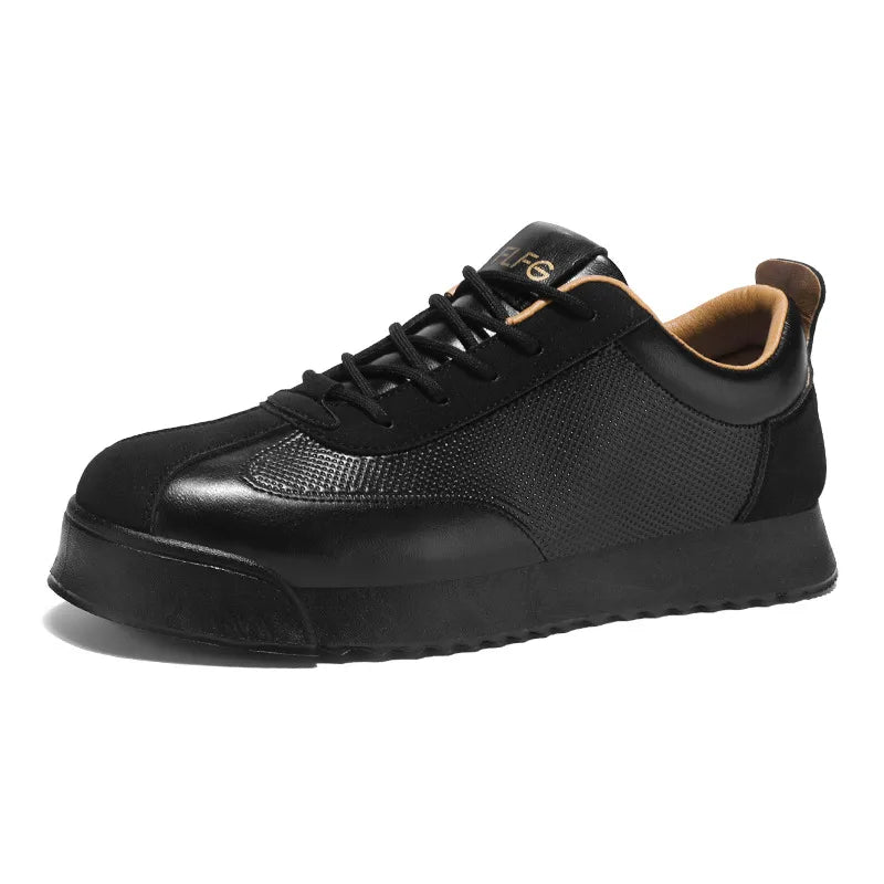 2025 Spring Men's Brown Sneaker Leather Platform Sports Shoes Men Comfortable Low Cut Casual Sneakers Man zapatillas de deporte