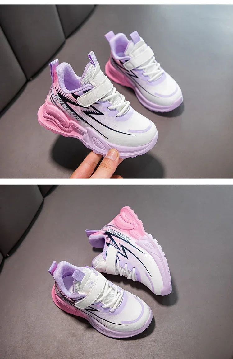 Students Sneakers Handsome Trendy Boys Girls Running Shoes Gradient Color 2024 New Fashion Children Sports Shoes Thick Soft Sole