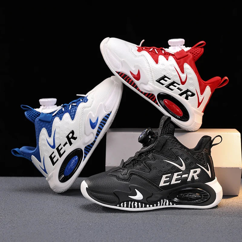 Kids Sneakers Casual Basketball Shoes for Children High-top Ankle-protected Sports Shoes for Boys Trainers PU Leather Sneaker