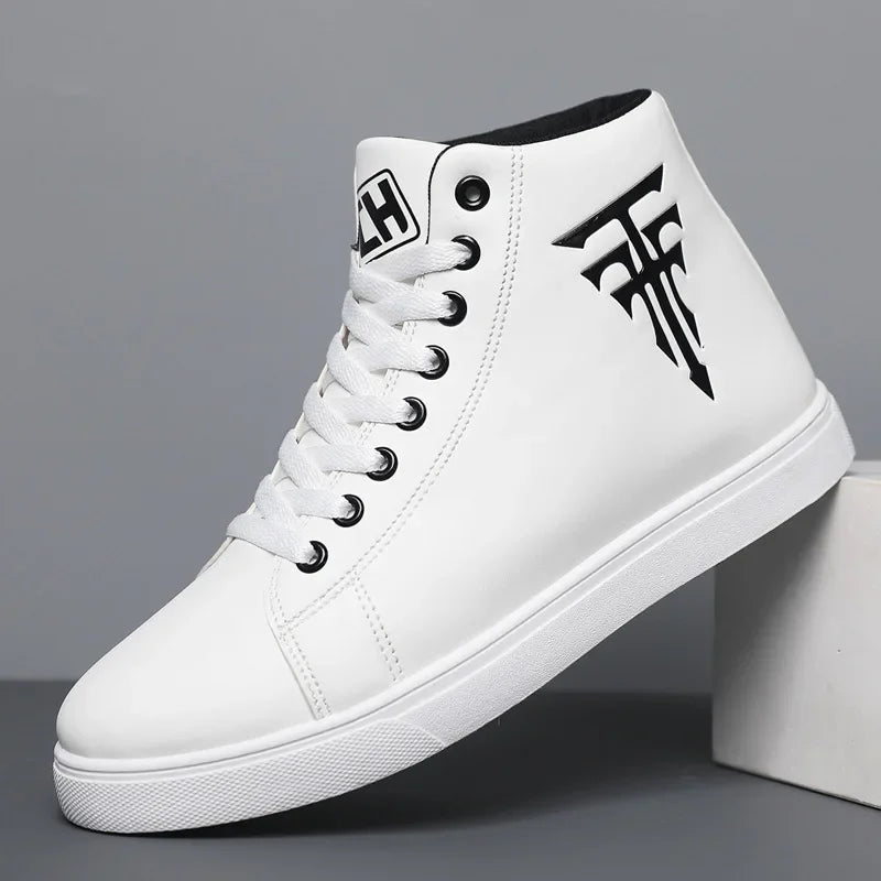 Men High Top Sneakers Fashion Leather Casual Shoes for Men Comfortable Non-slip Vulcanized Shoes Designer Outdoor Men Tenis Shoe