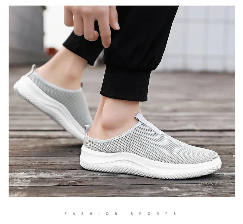 Men's Sneakers Comfortable Lightweight Soft Half Slipper Flat Running Shoes Outdoor Casual Sports Shoes Man Shoes Big Size 39-48